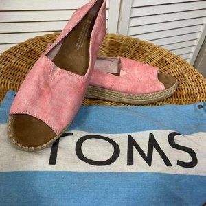 TOM'S Pink Open Toe Espadrilles 8.5 with dust bag